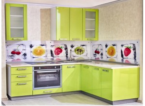 ИНДАСТРИАЛ - кухня с лимонными фасадами (размер 2,7×2,7 метра)