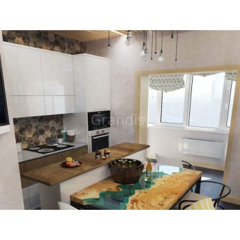СТОУН - кухня с панорамным остеклением, размер 11,6кв метра